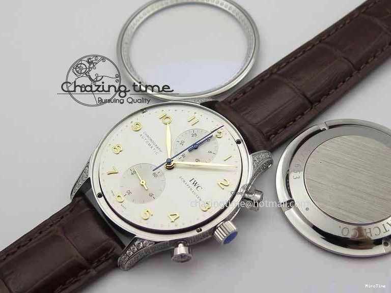MIROTIME 0507 Portuguese IW3714 Diam ZF V2 1:1 Best Edition White Dial RG Numbers On Brown Leather Strap A79350 (Slim Movement) Fashionable 7246